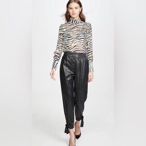 Rebecca Taylor Vegan Leather Ankle Tie Pants Size 12